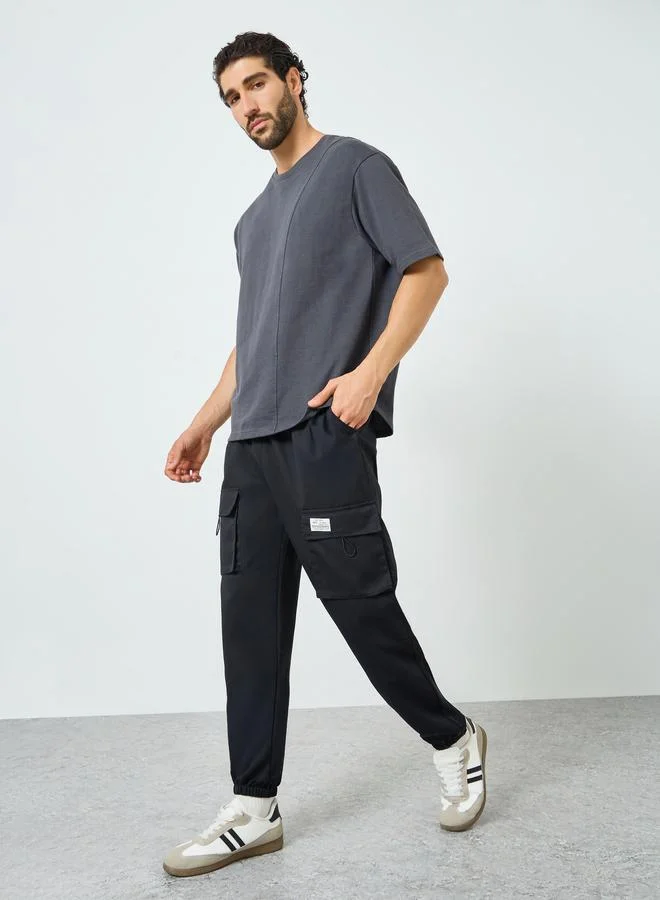 Take Two Men Black Cargo Pants with Drawstring